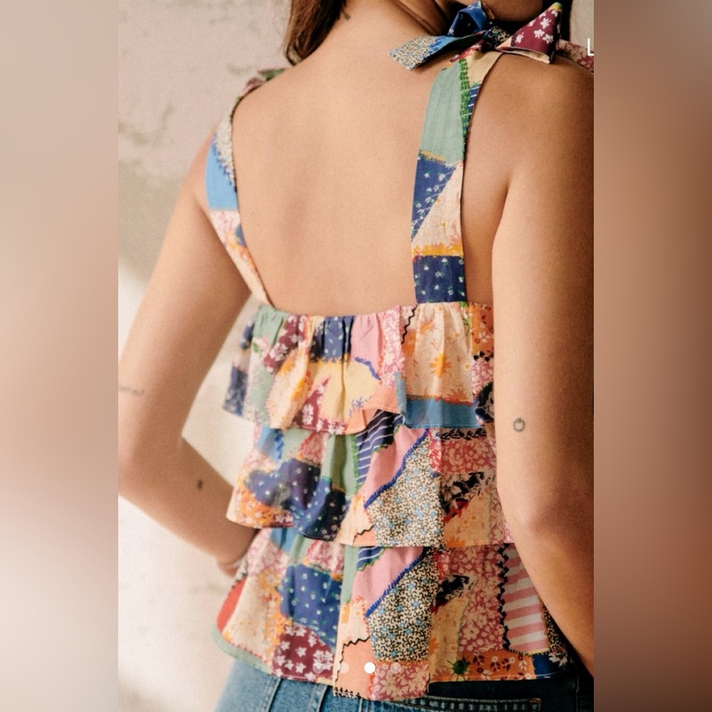 Sezane Multicolor Ruffle Top - Picture 2 of 8
